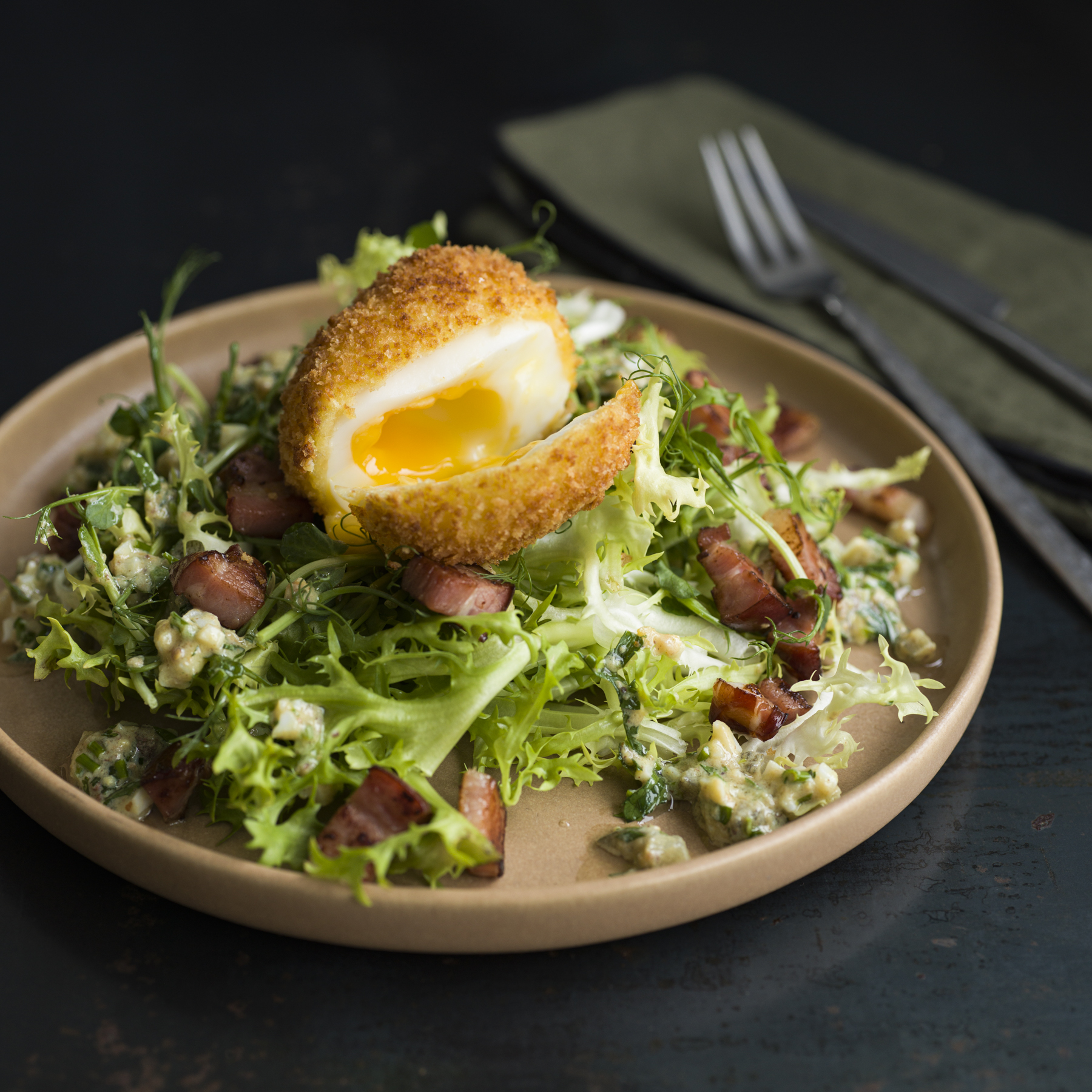 Recette ŒUF MOLLET FRIT ET SAUCE GRIBICHE Sublim'